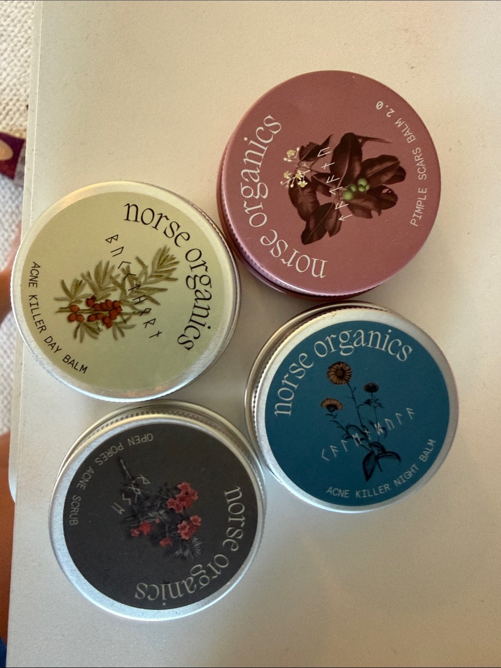 Norse Organics Acne Killer Balm - Day & Night Set (Cream, Pink, Teal, Charcoal)